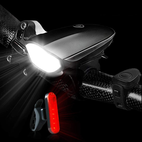 BIKUUL Bike Lights Front and Back, USB Bicycle Front Light with Loud Horn, with 3 Lighting Modes, High Strength Waterproof, Bike tail light,Best Cycling Gift