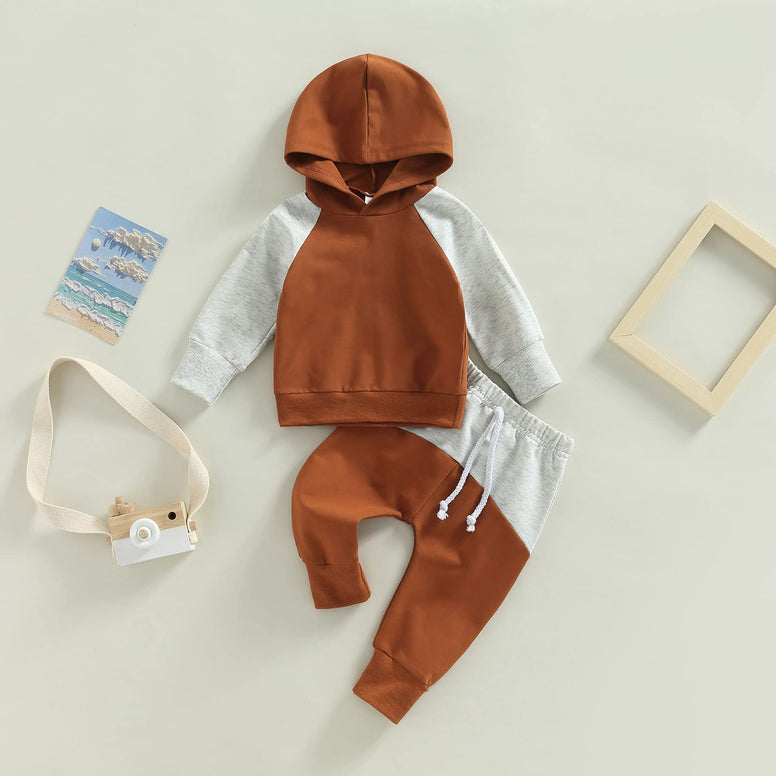 SOLILOQUY Toddler Baby Boy Girl Clothes Long Sleeve Hoodie Sweatshirt Tops+Drawstring Pants Set Fall Winter Tracksuit Outfits 12-18M
