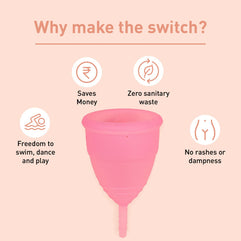 Sirona Pro Reusable Menstrual Cup for Women with Pouch - Mini Intimate Wash & Cup Wash | Wear for 8-10 Hours | FDA Approved | Period Cup Super Soft, Flexible, Made with Medical-Grade Silicone (Medium)
