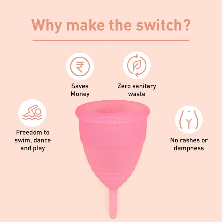 Sirona Pro Reusable Menstrual Cup for Women with Pouch - Mini Intimate Wash & Cup Wash | Wear for 8-10 Hours | FDA Approved | Period Cup Super Soft, Flexible, Made with Medical-Grade Silicone (Medium)