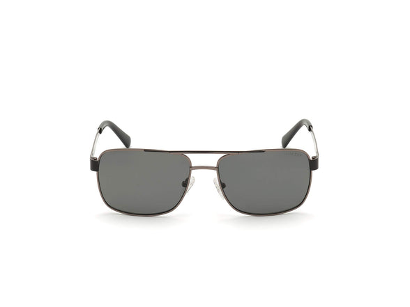 GUESS Men's Gu6968 Navigator Sunglasses, Shiny Gunmetal/Smoke Polarized, 58/16/145, Shiny Gunmetal/Smoke Polarized, 58/16/145