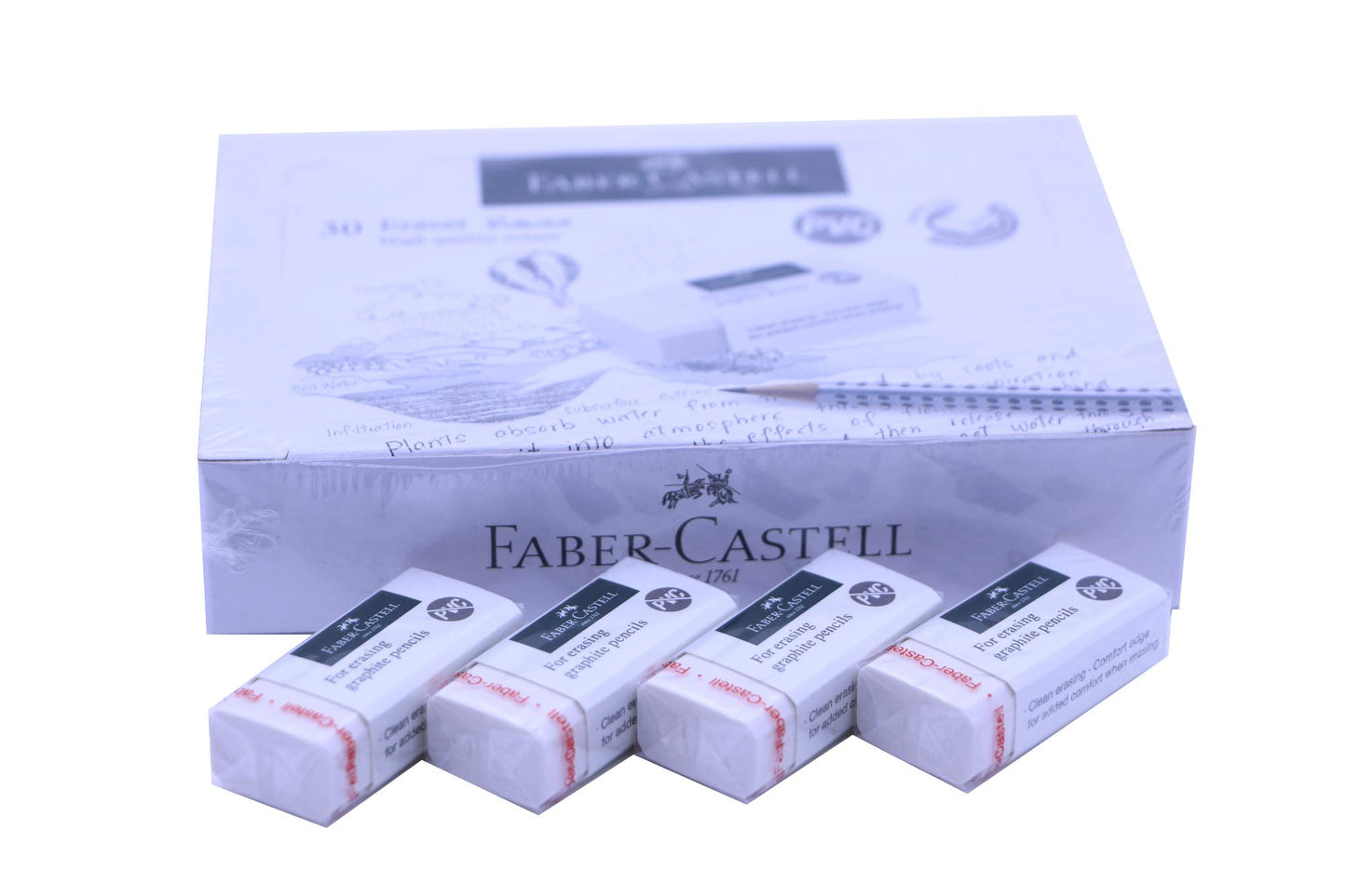 FABER-CASTELL PVC-FREE ERASER MEDIUM BOX OF 30PC