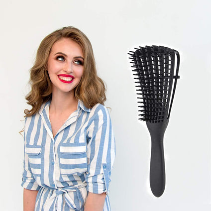 Hair Detangler Brush Natural Wet Detangling Brush for Kinky Curly Hair, Black