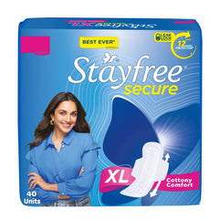 Stayfree Stay Secure Extra Large Cottony Soft Cover Sanitary Pads For Women With Wings, 40 Pads '