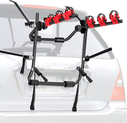 GT-Wheel Foldable Bicycle Rear Mount Carrier, 3 Slots Bicycle Carrier Rack Rail, Hitch Mount Rack for cars, Trunk Mounted Rack (Trunk Mount Racks)