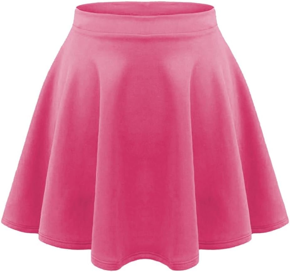 janisramone Kids Girls Children New Plain Flippy Flared High Waistband Stretch Short Mini Skater Skirts