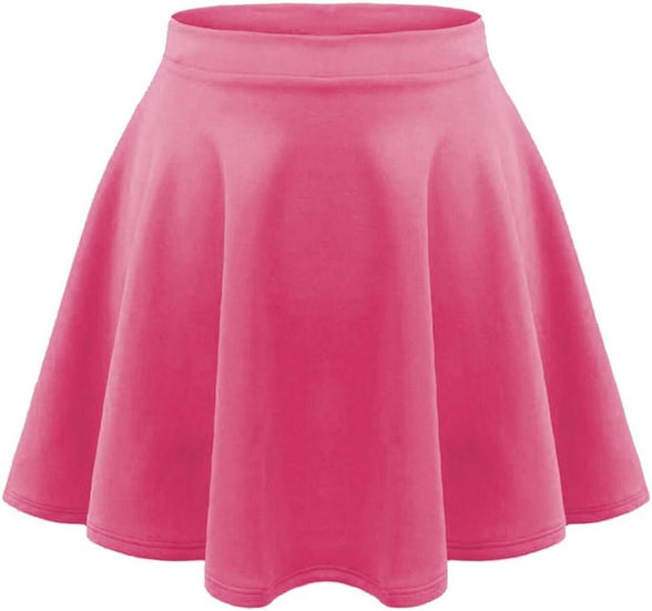 janisramone Kids Girls Children New Plain Flippy Flared High Waistband Stretch Short Mini Skater Skirts