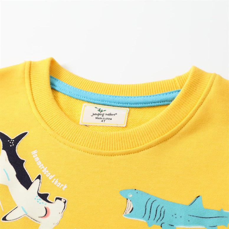 LitBud Toddler boys Cotton Long Sleeve Pullover Sweatshirts Kids Dinosaur Printed Crewneck Tops for 1-12 Years