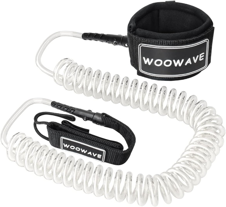 WOOWAVE SUP Leash Premium Stand Up Paddle Board Surfboard Leash Coiled 8/10 feet Stay on Board with Waterproof Wallet/Phone Case