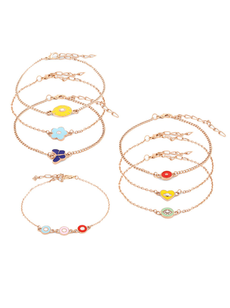 Zaveri Pearls Set Of 7 Multicolor Enamel Contemporary Stack Bracelets For Women-ZPFK14547