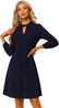 Allegra K Women's Mock Neck Keyhole 3/4 Sleeve A-line Knit Office Cocktail Dress