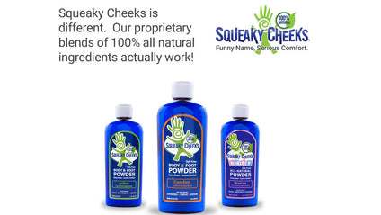 Squeaky Cheeks Cooling Body and Foot Powder (5oz) | Organic Talc-Free and All Natural Powder | Active Formula | Minty Fresh Scent With Essential Oils | Effective Relief From Chafing Sweat and Odor