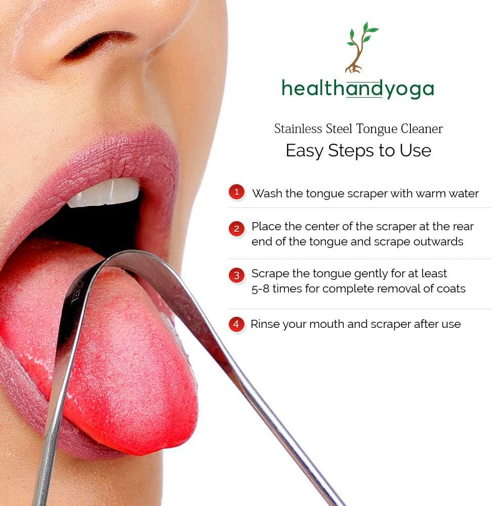 Healthandyoga SteloSwipe Sterilizable Surgical Grade Stainless Steel Tongue Cleaner Scraper - Single