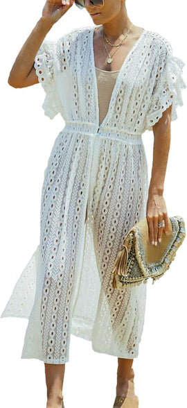 YouKD Summer Long Kaftan Dress Bohemian Roomy Beach Robe Cover Up Plus Size Dress for Women