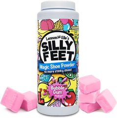 Silly Feet Magic Shoe Deodorizer Powder Foot Powder Shoe Odour Eliminator For Kids Smelly Feet 240ml Bubble Gum Scent