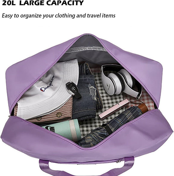 IMCUZUR Travel Duffel Bag, for Spirit Airlines Personal Item Bag 18x14x8 Carry on Luggage Overnight Bag, Weekender Bag for Women and Men (A-Purple), A-Purple, 17"L X 6"W X 13"H, Carry on Travel Bag