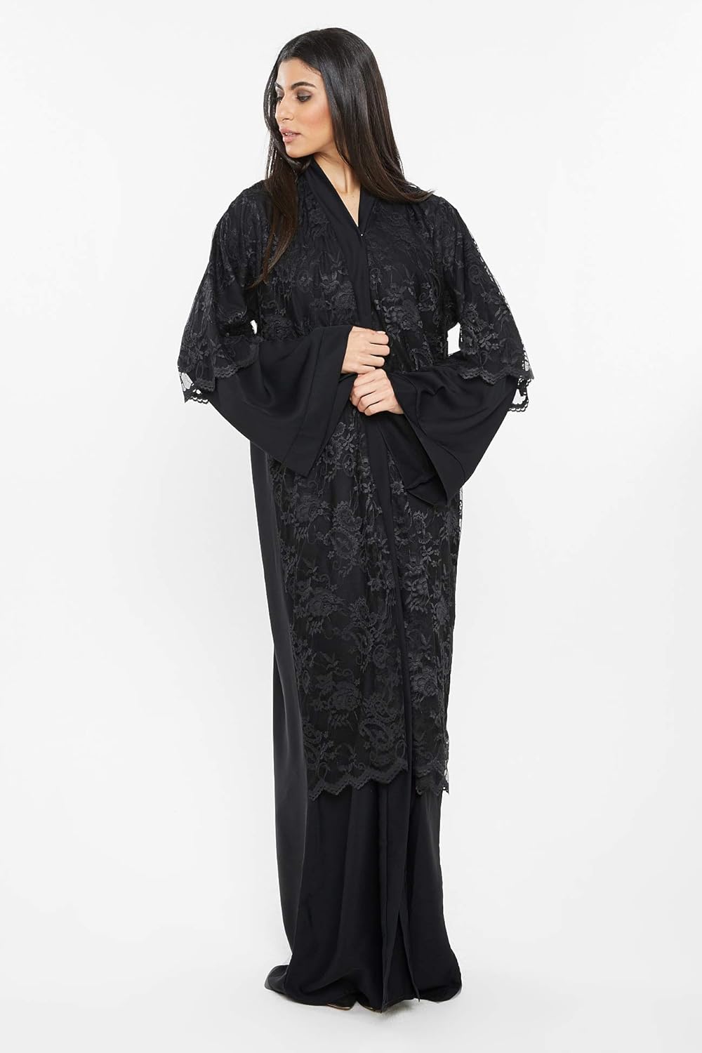 Nukhbaa Womens Abaya Made With Fine Fabric, Comes With Matching Hijab AJ102A