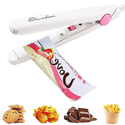 Bag Sealer - Portable Handheld Heat Vacuum Sealers,Mini Plastic Sealing Machine for Food Storage,Plastic Bags, Snack Bags, Chip Bags(White)