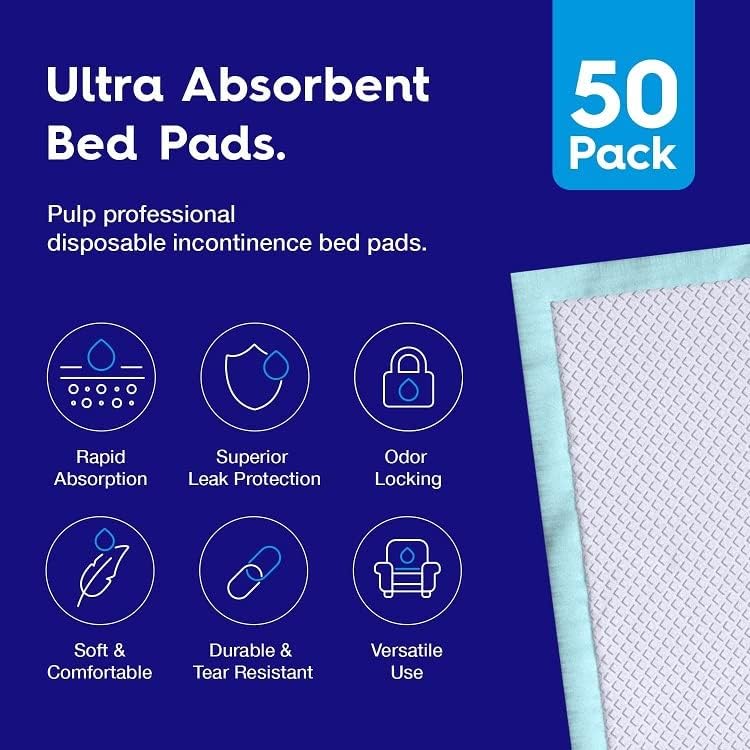 50-Pieces Packed in 5 Pouches Cherry Medical Supply 60 cm x 90 cm XL Disposable Underpads, Incontinence Pads, Chux, Bed Covers, Puppy Training Thick, Super Absorbent Protection for Kids Adults Elderly