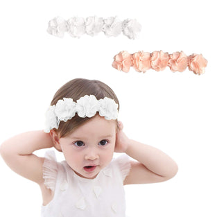 Flower Crown Baby Headbands 2 Pcs Newborn Floral Birthday Headbands for 4-24 Months
