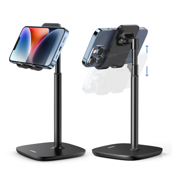 UGREEN Phone Stand Holder Height Adjustable Mobile Phone Holder, Stable iPhone Stand Mobile Stand Compatible for Most Phones, iPhone 15 Pro/Pro Max, Samsung Galaxy, Tablet/iPad Black