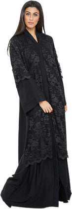 Nukhbaa Womens Abaya Made With Fine Fabric, Comes With Matching Hijab AJ102A