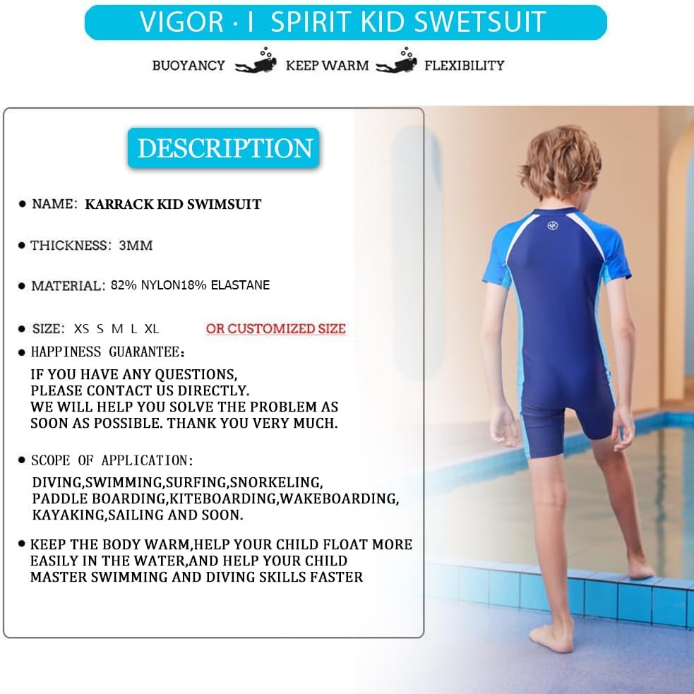 Karrack Girls and Boys One Piece Rash Guard Swimsuit Kid Water Sport Short Swimsuit UPF 50+ Sun Protection Bathing Suits