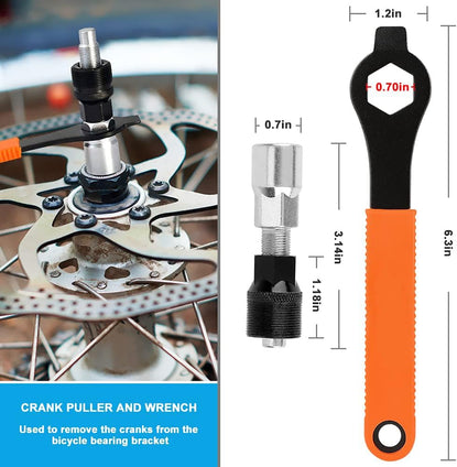 KASTWAVE Repair Tool Kit Includes Crank Removal Tool, 3-in-1 Cassette Removal Tool, Bottom Bracket Remover, Rotor Lock Ring Removal Tool, Pedal Wrench, Multi-Purpose Utility Repair Tool