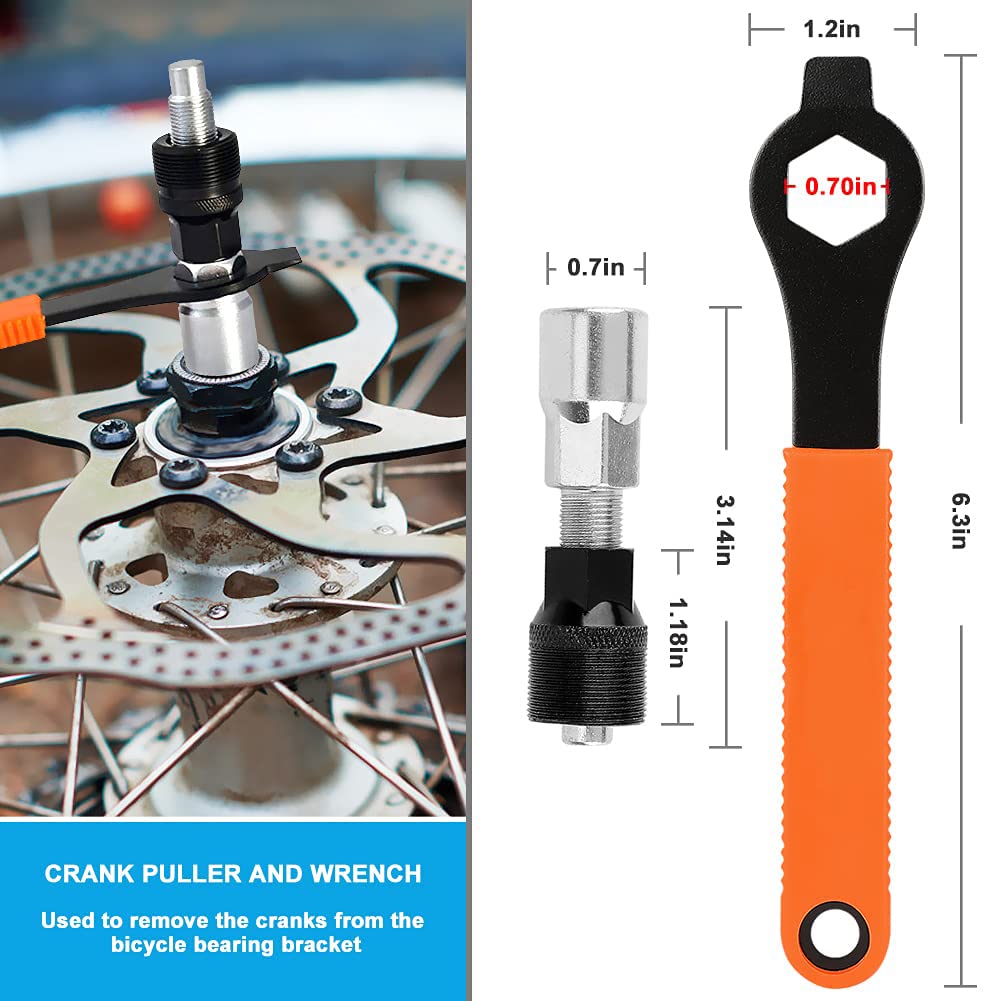 KASTWAVE Repair Tool Kit Includes Crank Removal Tool, 3-in-1 Cassette Removal Tool, Bottom Bracket Remover, Rotor Lock Ring Removal Tool, Pedal Wrench, Multi-Purpose Utility Repair Tool