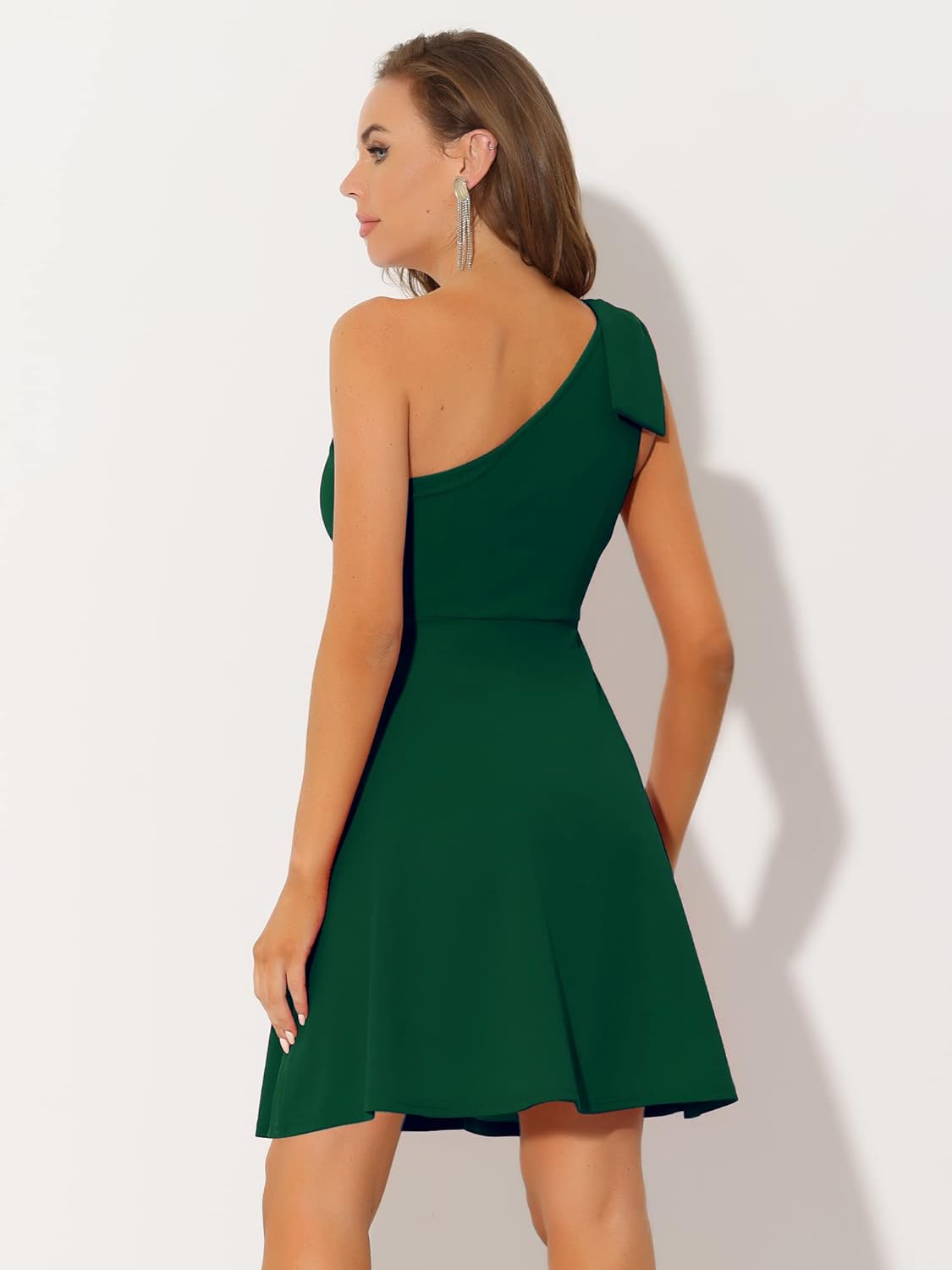 Allegra K Elegant Dresses for Women Bow One Shoulder with Pockets A-line Cocktail Party Dress