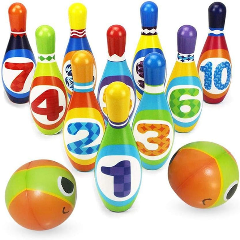 Foonee Kid's Plastic Bowling Game with 10 Pins and 2 Balls