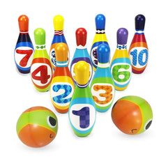 Foonee Kid's Plastic Bowling Game with 10 Pins and 2 Balls