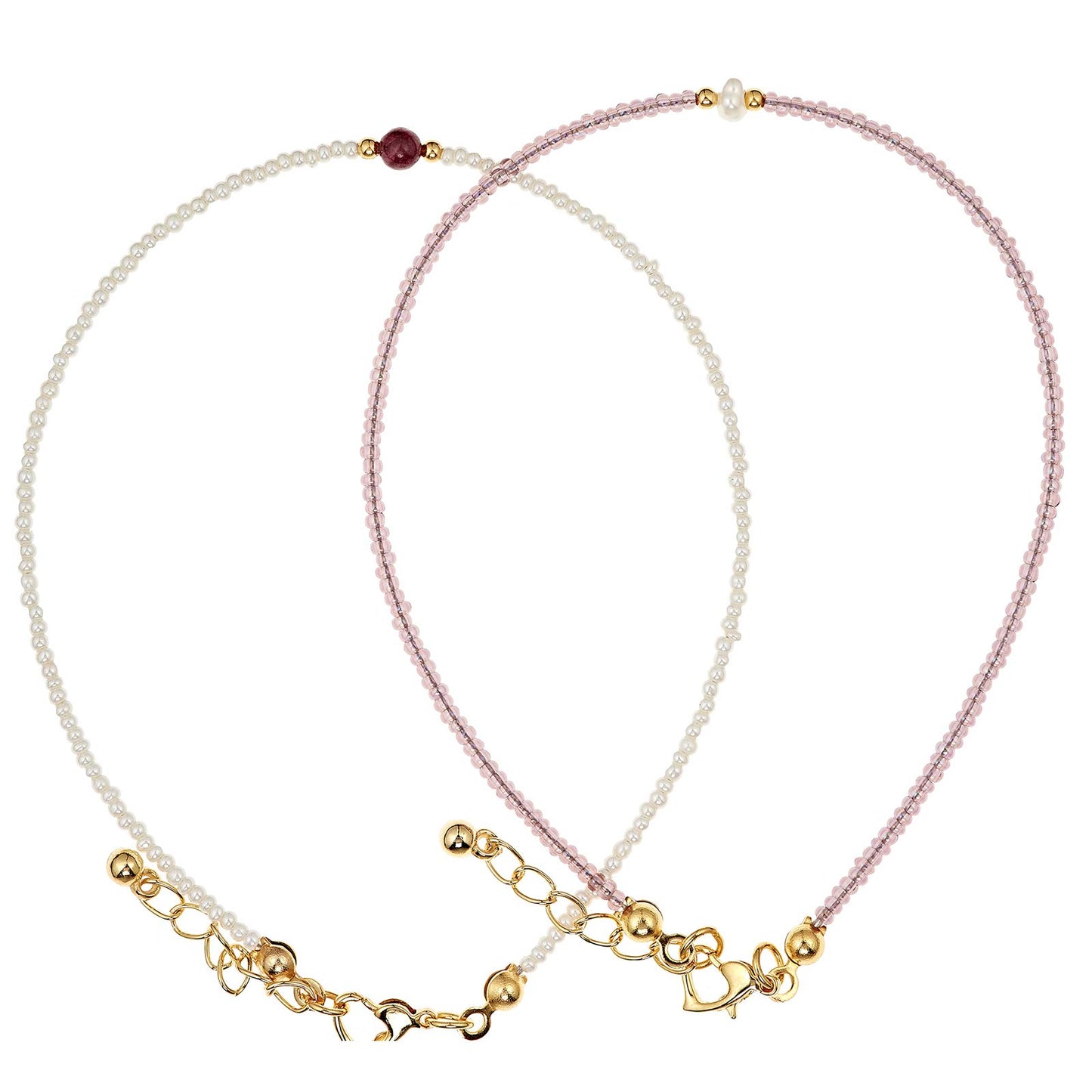 Alwan Gold Plated Set of 2 Long Size Anklets for Women - EE3419FPRWL