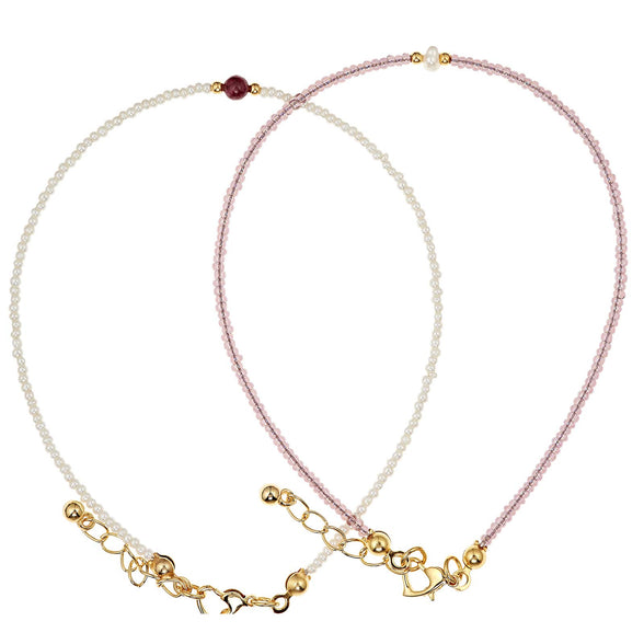 Alwan Gold Plated Set of 2 Long Size Anklets for Women - EE3419FPRWL