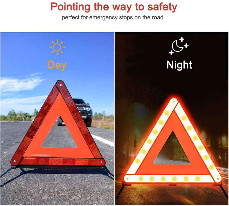 Kissral Warning Triangle Reflective Safety Emergency Triangle Foldable Road Warning Triangle EU Roadside Hazard Alert Signs with Storage Box for Car Emergencies Accessories