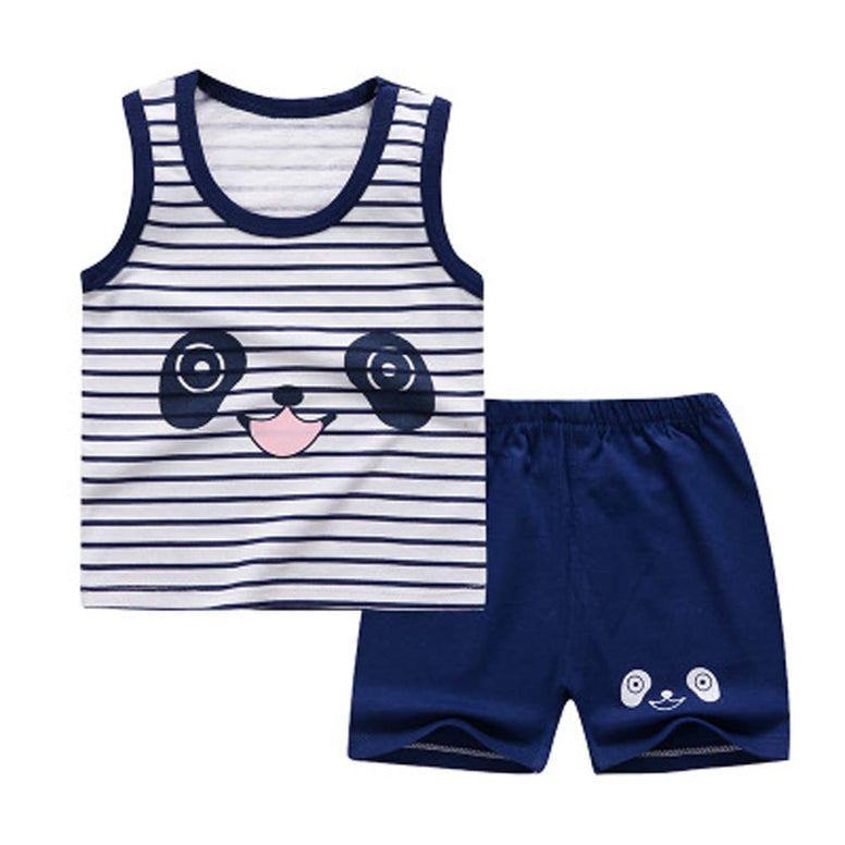 NautySaurs Toddler Boys 4 PCS Tank Top and Shorts Set Cotton Sleeveless Shirts and Shorts Summer Outfits  18-24 Months