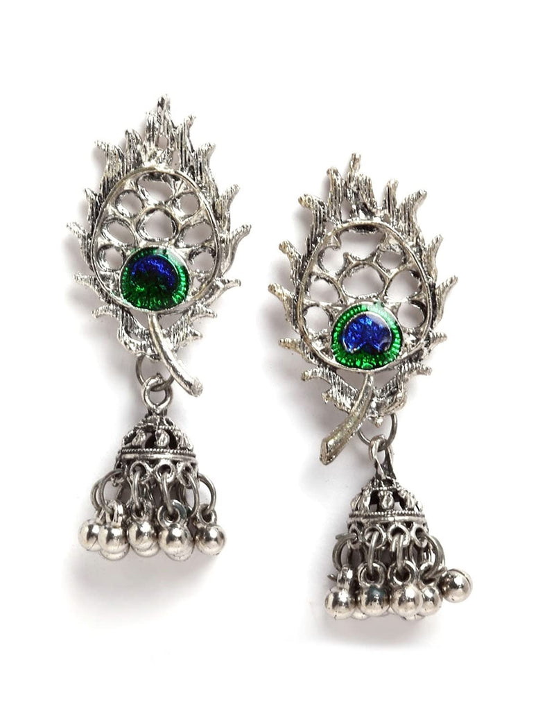 Shining Diva Fashion Latest Stylish Traditional Oxidised Silver Necklace Jewellery Set for Women (13165s)