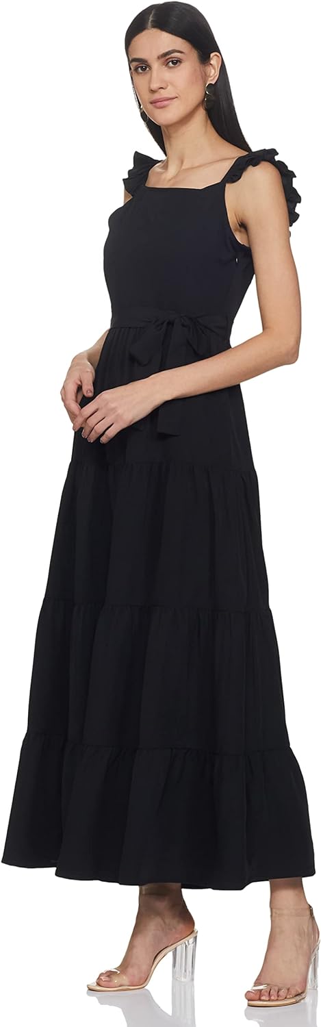 Styleville.in Women's Polyester Fit and Flare Maxi Casual Dress