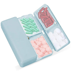 FYY Daily Pill Organizer, 7 Compartments Portable Pill Case Travel Pill Organizer, [Folding Design]Pill Box for Purse Pocket to Hold Vitamins,Cod Liver Oil,Supplements and Medication-Blue