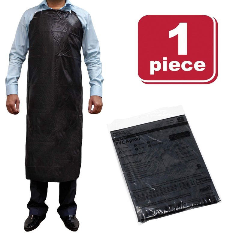 SAFE HANDLER PVC Apron | Smooth Finish to Prevent Bacterial Growth, Comfortable, Easily Adjustable, Waterproof Material, BLACK