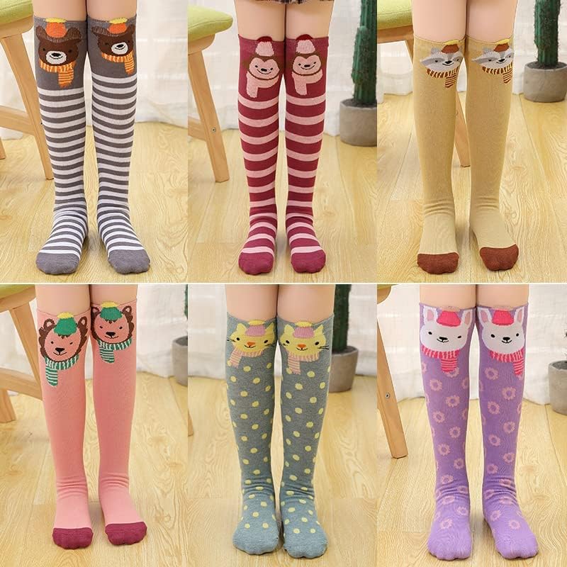 Girls Stockings, Cartoon Animal Cat Bear Fox Over Calf Knee High Socks, Girls Knee Socks Girls Cartoon Straight Socks Cotton Socks, Tube Socks Pure Cotton Socks (for 2-12 Years)