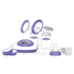 Lansinoh SignaturePro Double Electric Breast Pump for Breastfeeding, Portable Breast Pump, 3 Power Options, LCD Display, Includes Breast Pump Bag, 25mm Flanges and 2 Lansinoh Bottles