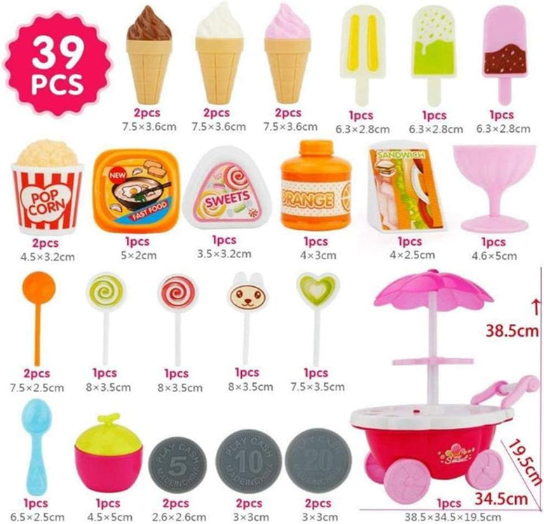 SAMSUNG Playset Toy Candy Ice Cream Car Toys Pretend Play Set Toy Pink Fun Toys 39 Pieces For Girls Gift