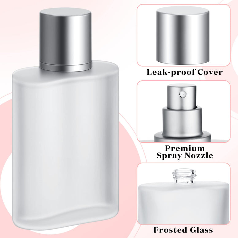 6 Pcs 100ml Frosted Glass Bottle Perfume Atomizer Refillable Spray Empty Perfume Bottles Fine Mist Atomizer Cosmetic Container for Travel (Silver)