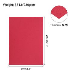 sourcing map 100pcs A4 21x30cm(8.5x11 inch) Leather Grain Binding Presentation Covers Leather Textured Paper Un-Punched for Business Reports, Bright Red
