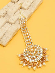 ZAVERI PEARLS Hair Jewellery For Women (Golden) (Zpfk9004)