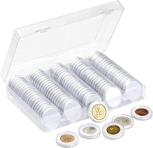 Loiisgy 100 Pieces 17/20/25/27/30mm Clear Plastic Coin Holder Capsules Container With 5 Sizes White Protect Gasket Coin Holder Case for Coin Collection Supplies, Easy Open