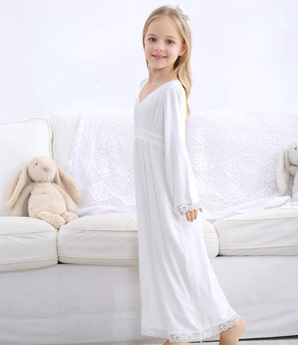 Flwydran Nightgowns Girls Long Sleeve Soft Family Pyjamas Long Nightdress Sleepwear