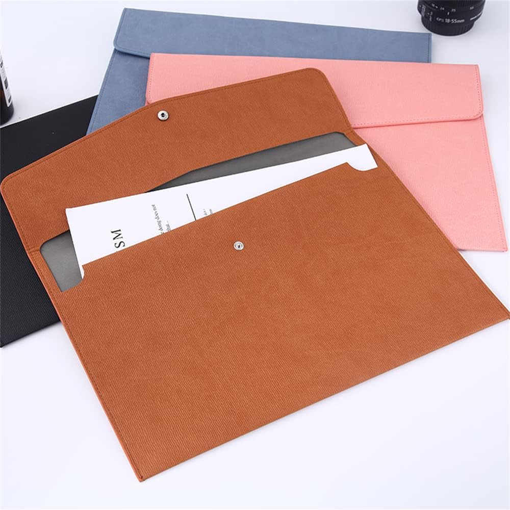 Files Wallets, A4 Popper Wallet Leather File Document Folder Paper Storage Bag Portable Document Organizer Waterproof Document Wallet for Travel Meeting Business Office (Brown)