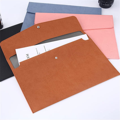 Files Wallets, A4 Popper Wallet Leather File Document Folder Paper Storage Bag Portable Document Organizer Waterproof Document Wallet for Travel Meeting Business Office (Brown)